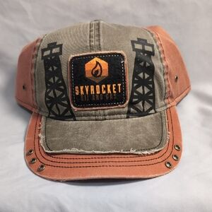 Skyrocket Oil and Gas Distressed Trucker Hat With Adjustable Strap